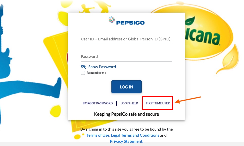 pepsico hr new user page