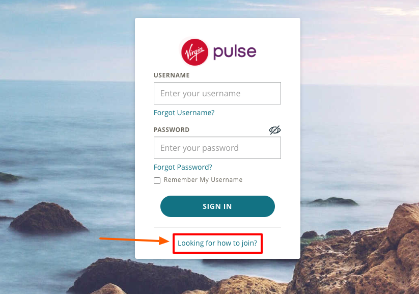 virgin pulse member join page